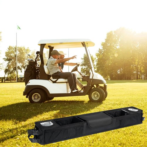 Little World Golf Cart Front Storage Basket - Golf Cart Front Basket with Insulated Cup Holders, No-Drilling Installatio Golf Cart Storage Accessory (Black)