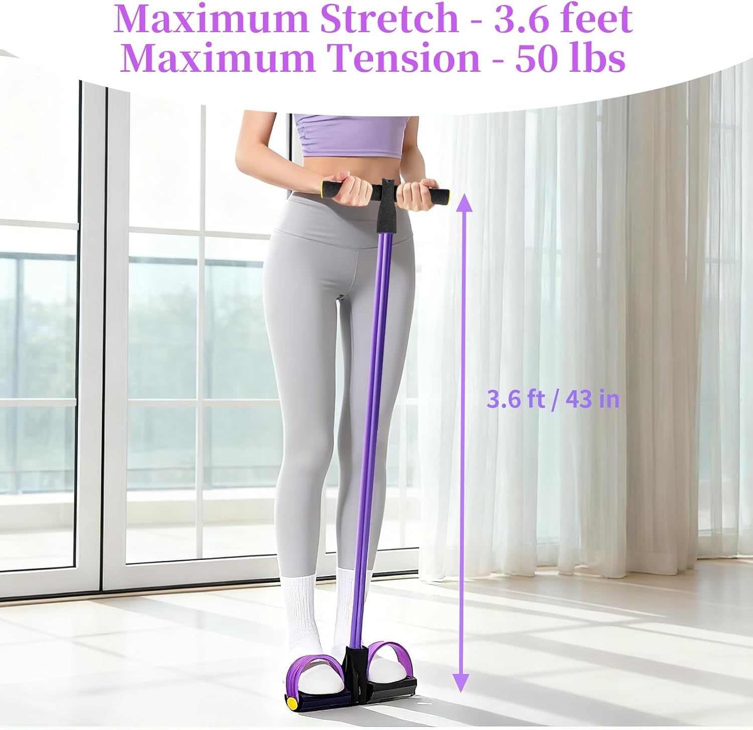 Skiennix Pedal Resistance Bands - Upgrade 6-Tube Manual Tension Training | Natural Rubber for Full-Body Workouts