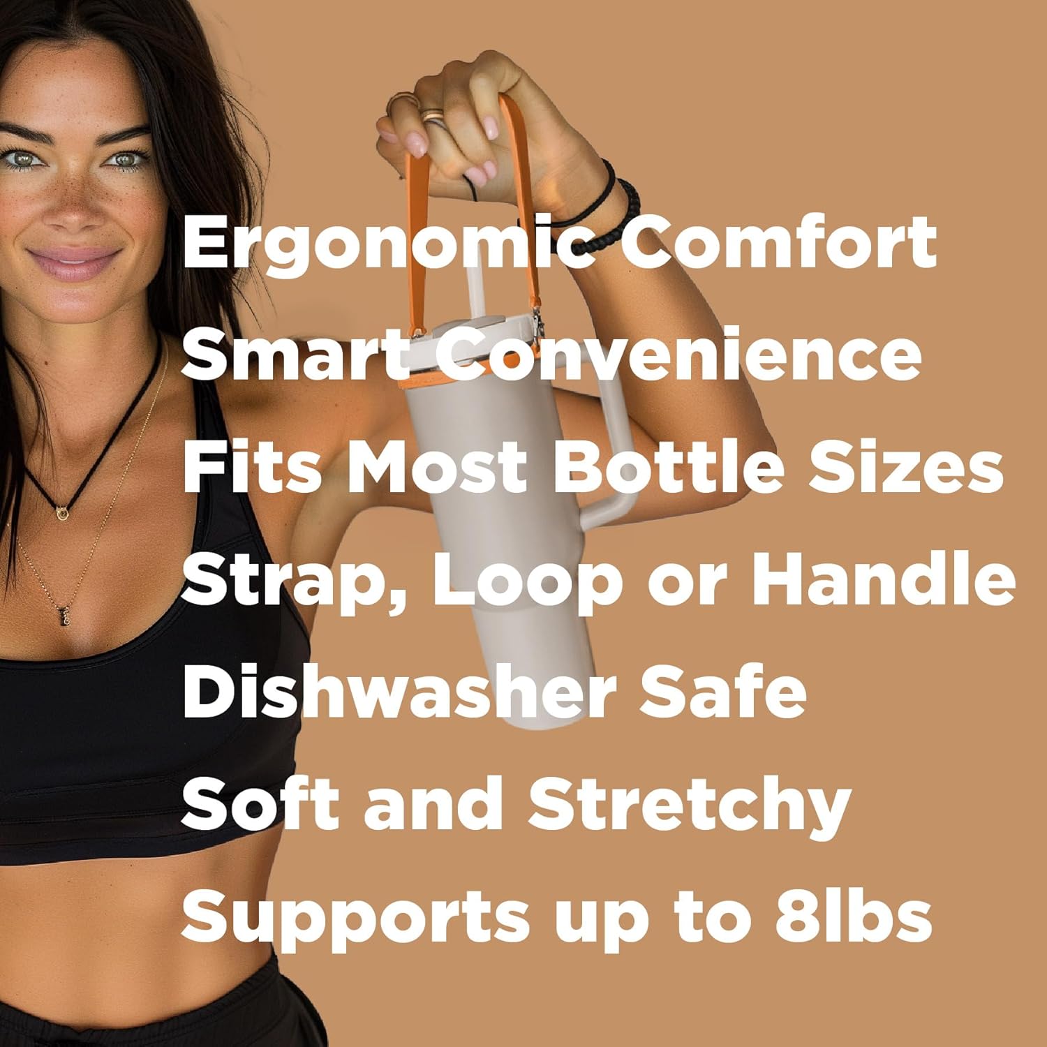 Pilotfish Water Bottle Strap - Heavy Duty Handle for Most Bottles | Dishwasher Safe & Removable Clips
