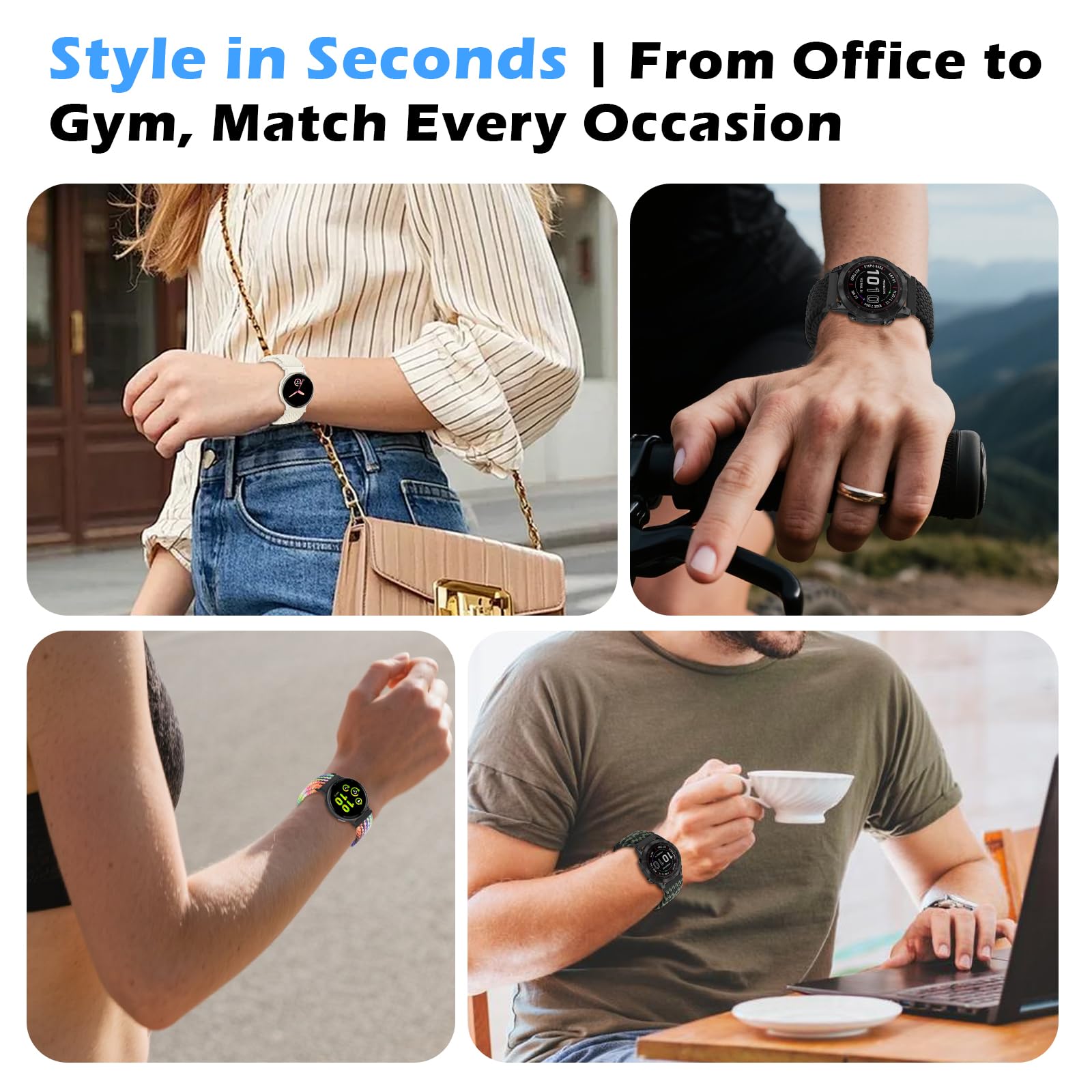 Yeahxing Band for Coros Pace 4/ PACE 3/ Apex 2 Pro/Apex Pro/Apex 46mm, One Click Quick Release Stretchy Nylon Braid Strap with Magnetic Clasp, Breathable & Comfortable
