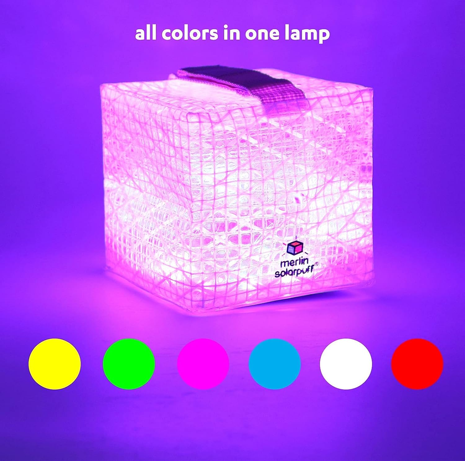 Solight Design SolarPuff Merlin Solar Lantern - Waterproof Rechargeable LED Camping Light | Color Therapy, Collapsible for Emergencies