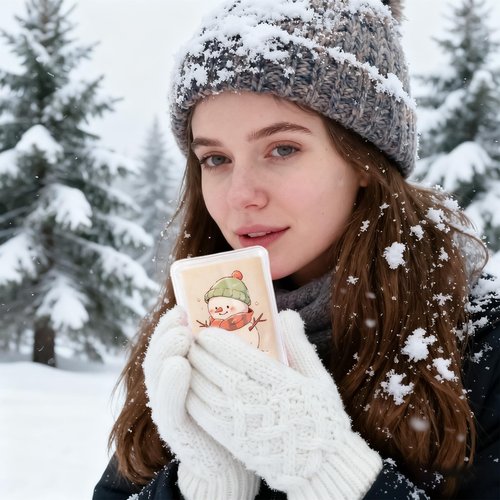 6pcs Christmas Pocket Hand Warmer,Reusable Snap Portable Lasting Heating Hands Heater,Pouch Gel Cute Long Lasting Warmth for Camping,Outdoor Xmas Pattern, for Women Men (RU-KT)