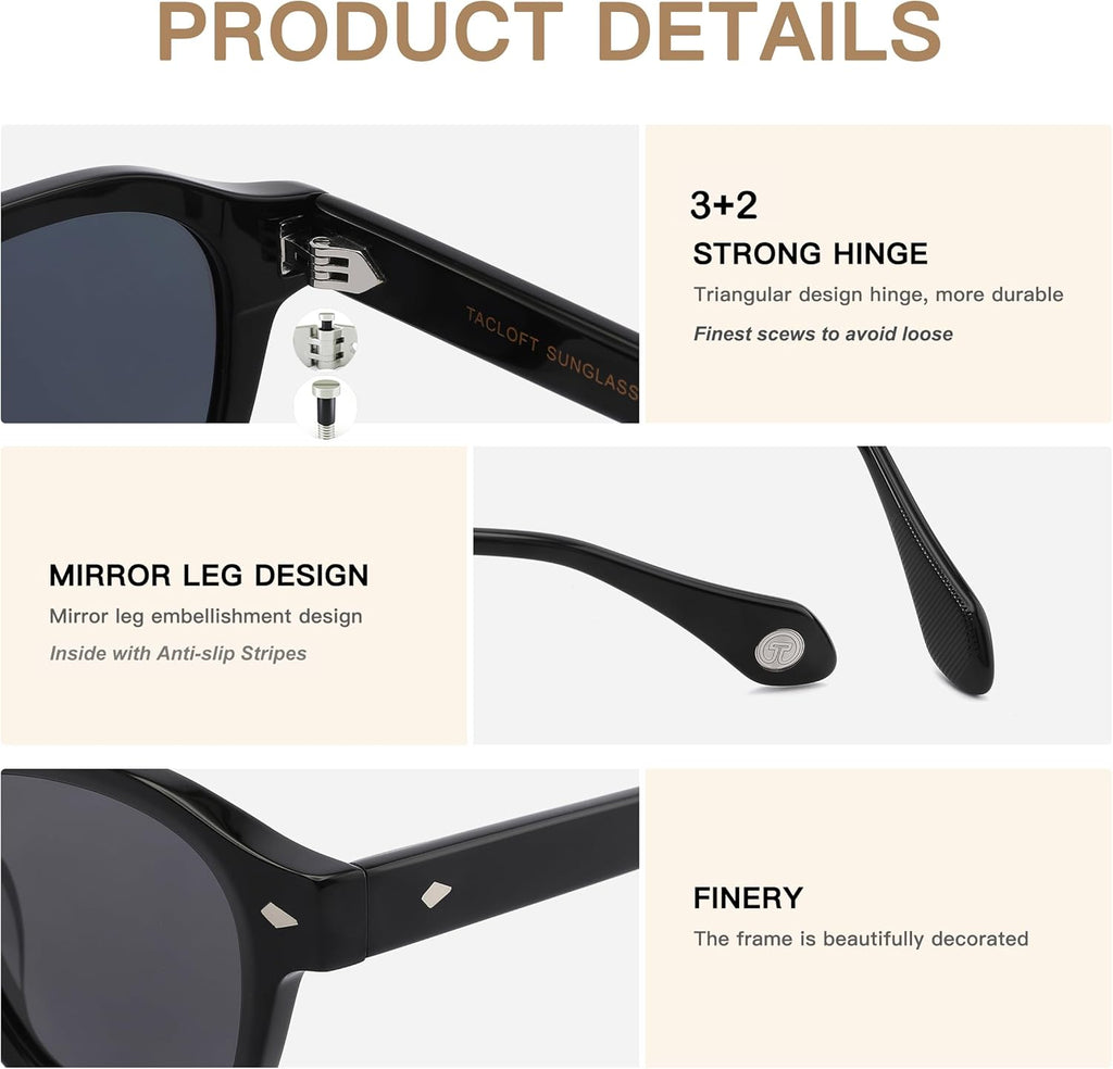 Skiennix Acetate Polarized Sunglasses - Retro HD Clarity & UV Protection for Men and Women