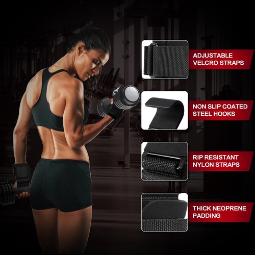 2 Pcs Weight Lifting Hooks - Upgraded Heavy Duty Lifting Wrist Straps for Deadlift, Powerlift, Pull up bar, Liftups, Shrugs, Alternative in Fitness Gym Power Training, Not Scalable Hook