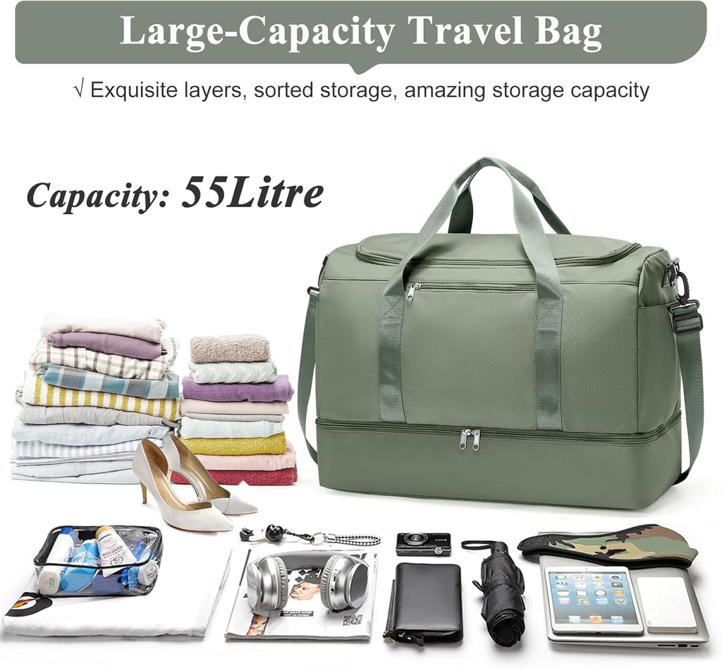 Skiennix Extra Large Travel Duffle Bag - Versatile Weekend Bag with Shoes Compartment | Ideal for Business & Sports Trips