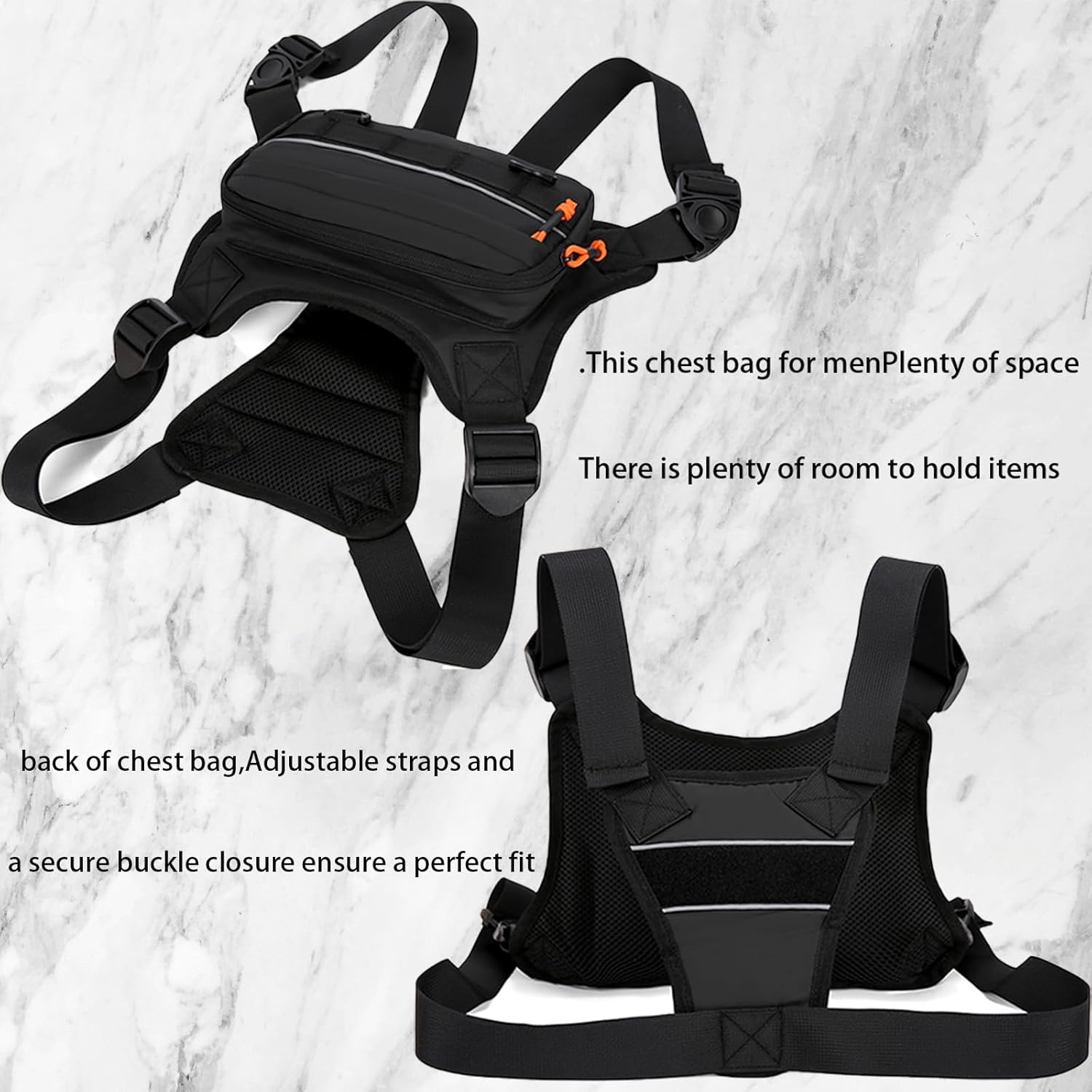 Skiennix Chest Bag - Water-Resistant Running Pack with Ample Storage | Unisex Black Design