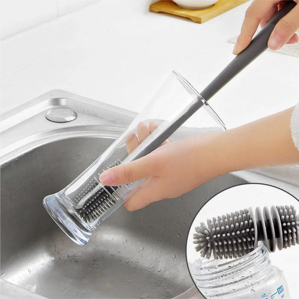 Straw Cleaner Brush Fit for Owala FreeSip 24oz/32oz/40oz, Silicone Long Handle Bottle Brush Compatible with Owala Water Bottle,Plus 3 in 1 Cup Lid Cleaning Brush