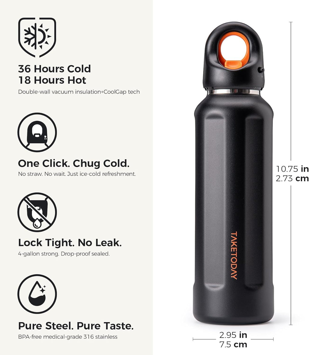 TakeToday Travel Water Bottle - Collapsible & Insulated Design for Easy Portability