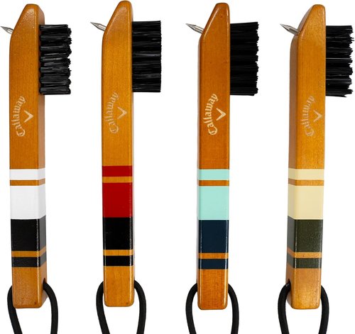 Callaway Golf Club Brush - Heritage Wood Design with Groove Cleaner for Optimal Performance