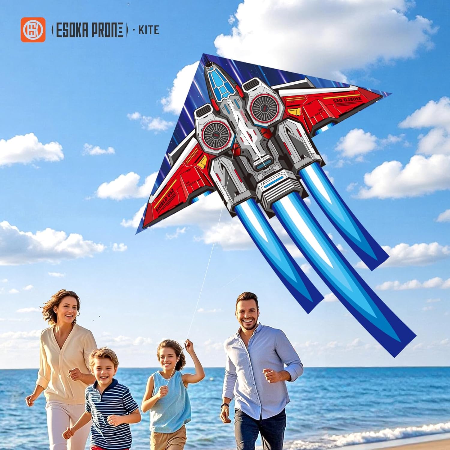 Spaceship Kite - Easy to Fly for Kids & Adults | Perfect for Outdoor Games - Red Space Ship