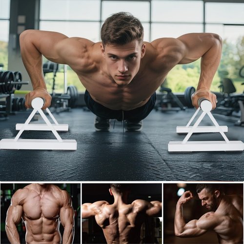 BESTWEI 1 Pair Wooden Parallettes Push Up Bars for Men, Strength Training Pushup Stands Handles for Home Calisthenics, Fitness, Floor Workouts Solid Wood with White Metal Bracket - Support 500 lbs