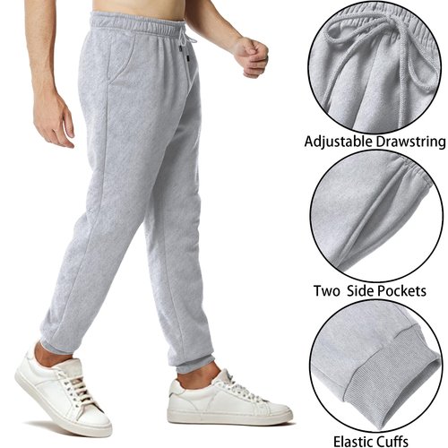 Asrlivp Mens Sweatpants with Pockets Lightweight Gym Drawstring Fleece Joggers Casual Elastic Waist Workout Pants(M,Grey)