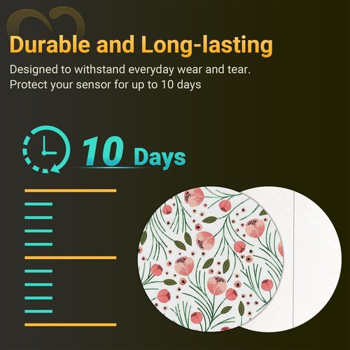 Flower Dexcom G7 Over Patches, Amolyfe 10-Pack Dexcom G7 & Stelo Adhesive Patches Waterproof Bump-Proof with Hard Cap, Breathable Medical Overpatch, 10-Day CGM Protection (P.Flower)