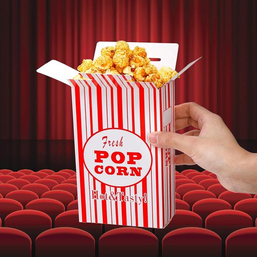 Bekith 100 Pack Popcorn Boxes - Close-Top Containers for Movie Nights & Parties
