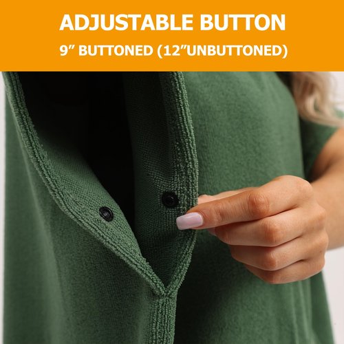 Eunzel Surf Poncho Changing Robe with Hood for Men & Women, Absorbent Quick Dry Microfiber Wetsuit Changing Towel with Pocket for Surfing, Beach, Swim & Outdoor Sports, Army Green