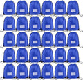 Skiennix Drawstring Bags - 30 Pack Bulk Cinch Backpack for DIY Gym & Sports - Blue Color