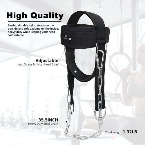 Powerfeng Neck Harness for Weight Lifting: Thicken Neck Exerciser Strengthener Head Weights - Neck Workout Trainer for Men Women