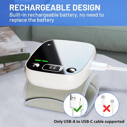 Blood Pressure Monitor - Skiennix Rechargeable Automatic Wrist Cuff with Voice Broadcast | 2 User Memory