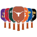 Rally Republic Officially Licensed Collegiate Pickleball Paddle - USA Pickleball Association Approved Racket - Lightweight Honeycomb Core, Carbon Fiber Exterior, Premium Leather Grip for Comfort