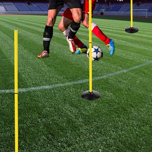 TNZMART Training Agility Poles Set Adjustable Soccer Training Poles Detachable Slalom Poles with Rubber Base (Pack of 6, 4.9 FT)