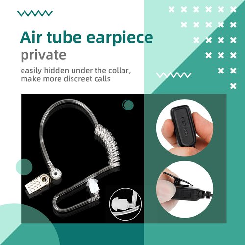 Retevis Hands Free Earpiece for Walkie-Talkie, Acoustic Tube, VOX, 2 Pin,for RT22 RT68 RT21 H-777 RT86 RT27 RB45,Compatible with Pxton SAMCOM Two Way Radio,Security Earpiece for Radios (4 Pack)