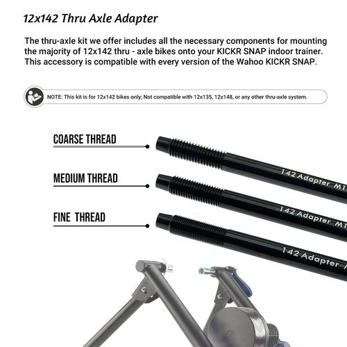 AGILLE 12x142mm Thru Axle Adapter for Wahoo KICKR SNAP Trainer, 12mm x 142mm Bike Adapter Kit with Tools, Compatible with Road & Mountain Bikes, High-Strength Material Construction, Not for 12x135/148