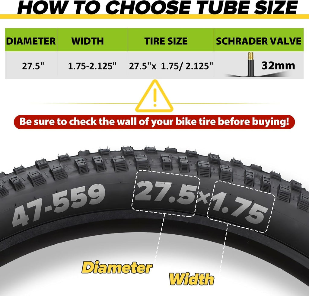 Reliable Bicycle Tube by [Brand Name] - 2 Pack with Tire Levers & 32mm AV Schrader Valve | Sizes 12"-29"