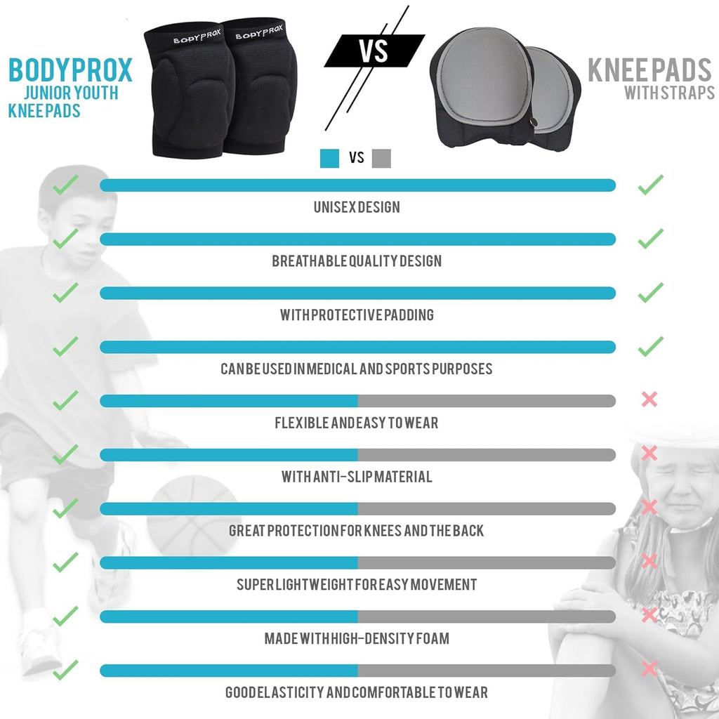Bodyprox Volleyball Knee Pads - Unisex Youth Protection for Ages 8-13 | 1 Pair