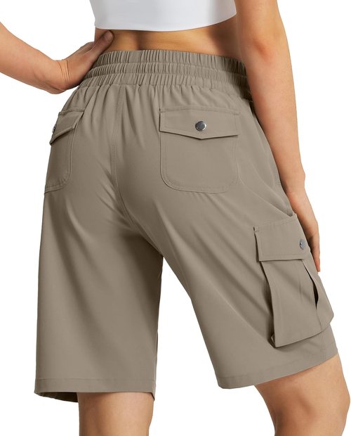 Hugut Women's Hiking Cargo Shorts - Quick Dry Lightweight Summer Shorts | 6 Pockets for Camping & Travel