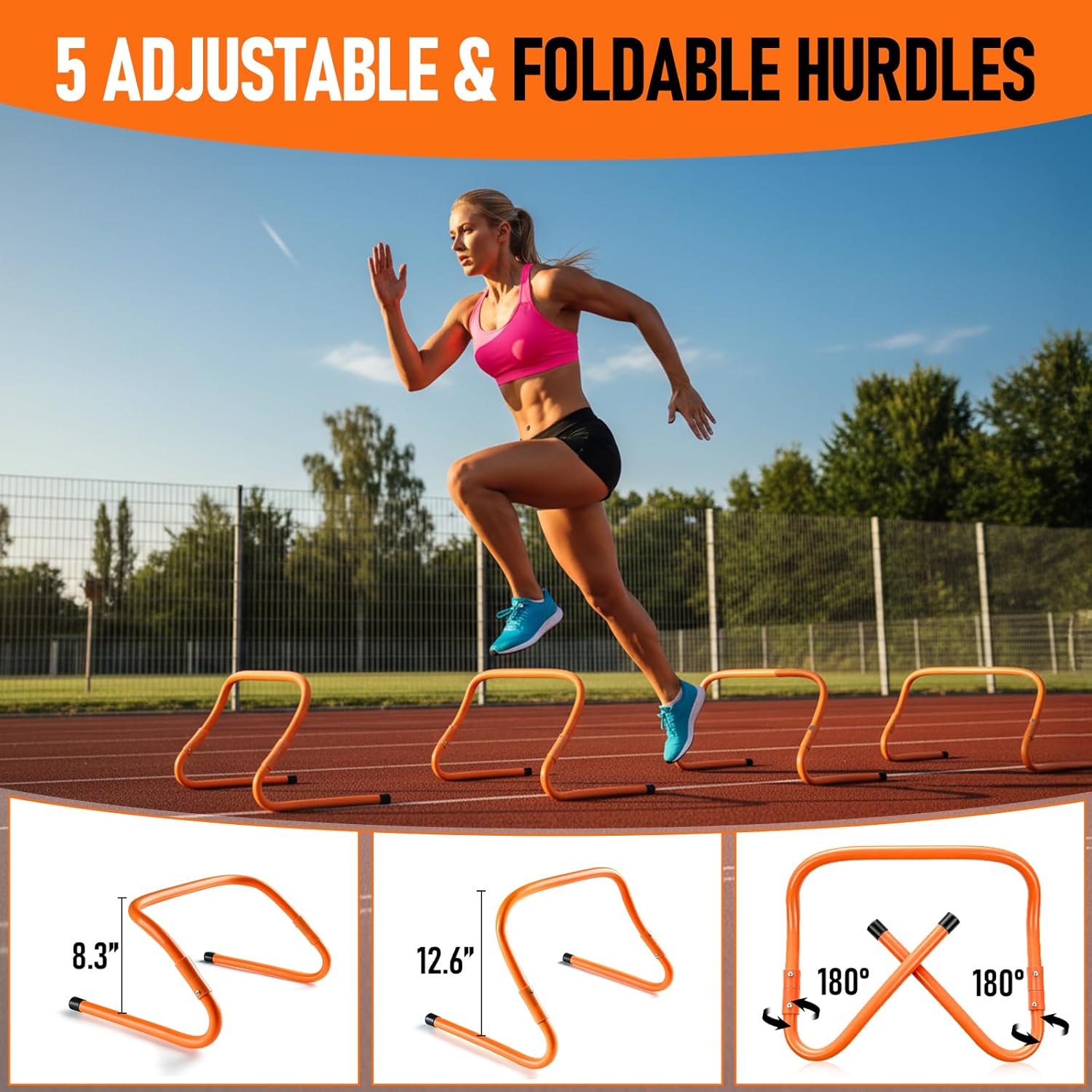 Speed and Agility Training Set - 5 Adjustable Hurdles & 20ft Agility Ladder for Kids & Adults