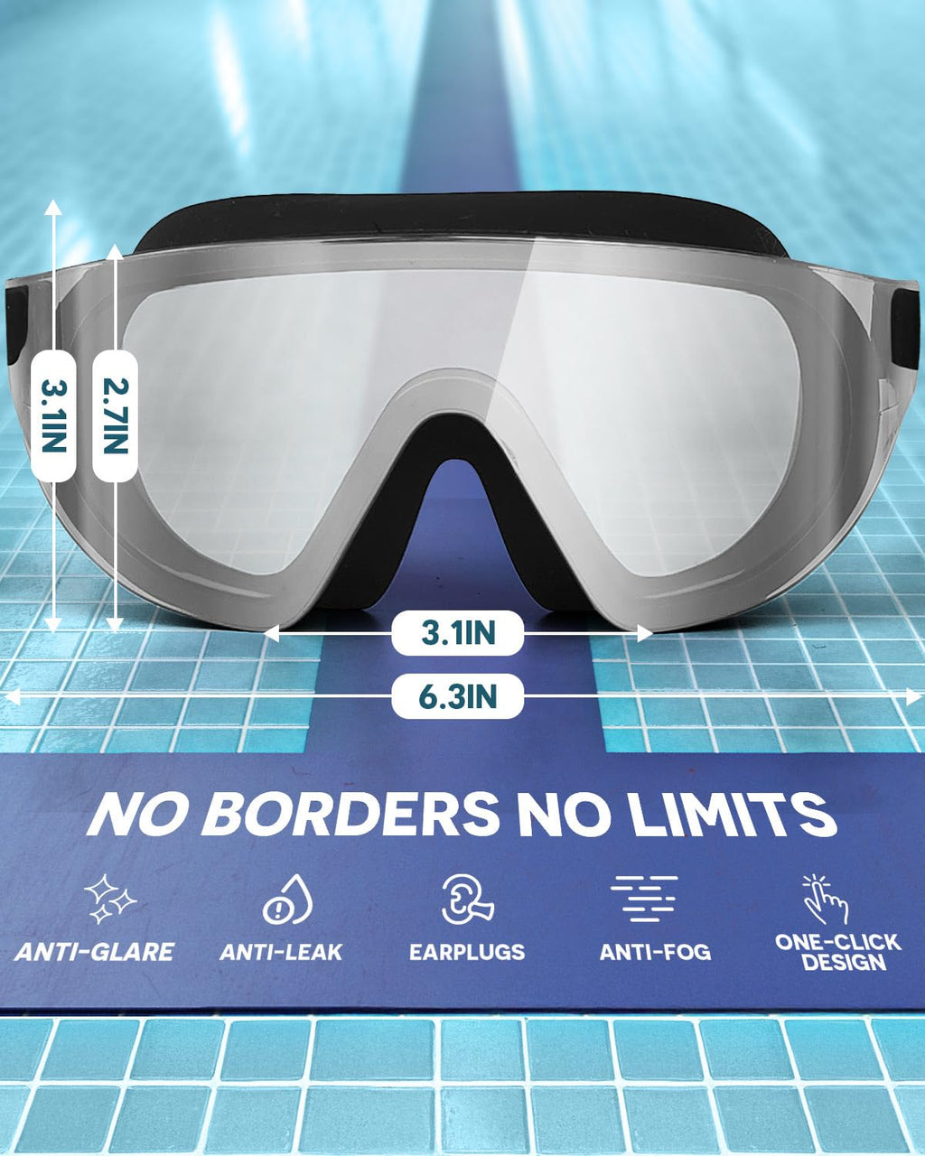 Zoomsnail Swim Goggles 2 Pack, Rimless Wide View Swimming Goggles for Adult, Anti-Fog Anti-UV No Leaking Pool Goggles for Men Women Youth