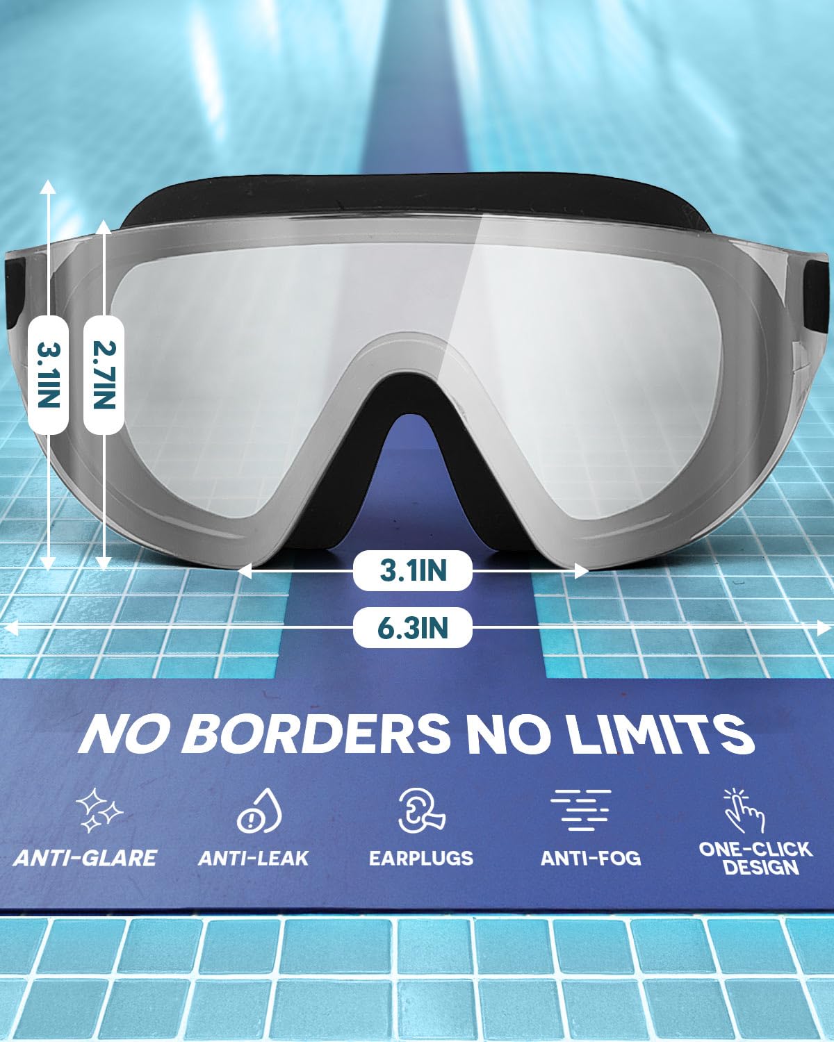 Zoomsnail Swim Goggles 2 Pack, Rimless Wide View Swimming Goggles for Adult, Anti-Fog Anti-UV No Leaking Pool Goggles for Men Women Youth