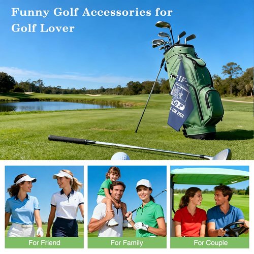 Juoqg Fif-tee and Still On Par Blue Golf Towel, Funny Skeleton Golf Bag Towel with Clip, 50th Birthday Gifts for Golfer Sport Fan, Halloween Golfing Gifts for Grandpa Dad, Golfing Accessories for Men
