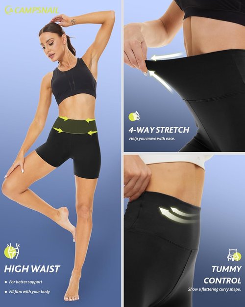 CAMPSNAIL Biker Shorts for Women - High Waisted Tummy Control Spandex | 3"/5"/8" Sizes for Yoga & Dance