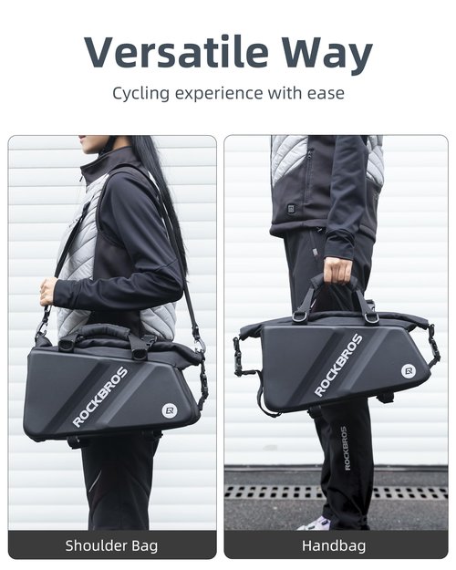 ROCKBROS Bike Trunk Bag Top Expandable Rear Rack Bag, EVA Hard Shell eBike Bag Rear Bag