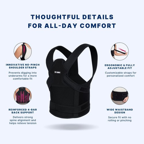 Fit Geno Posture Corrector - Adjustable Back Brace for Scoliosis & Back Pain Relief | Unisex Design
