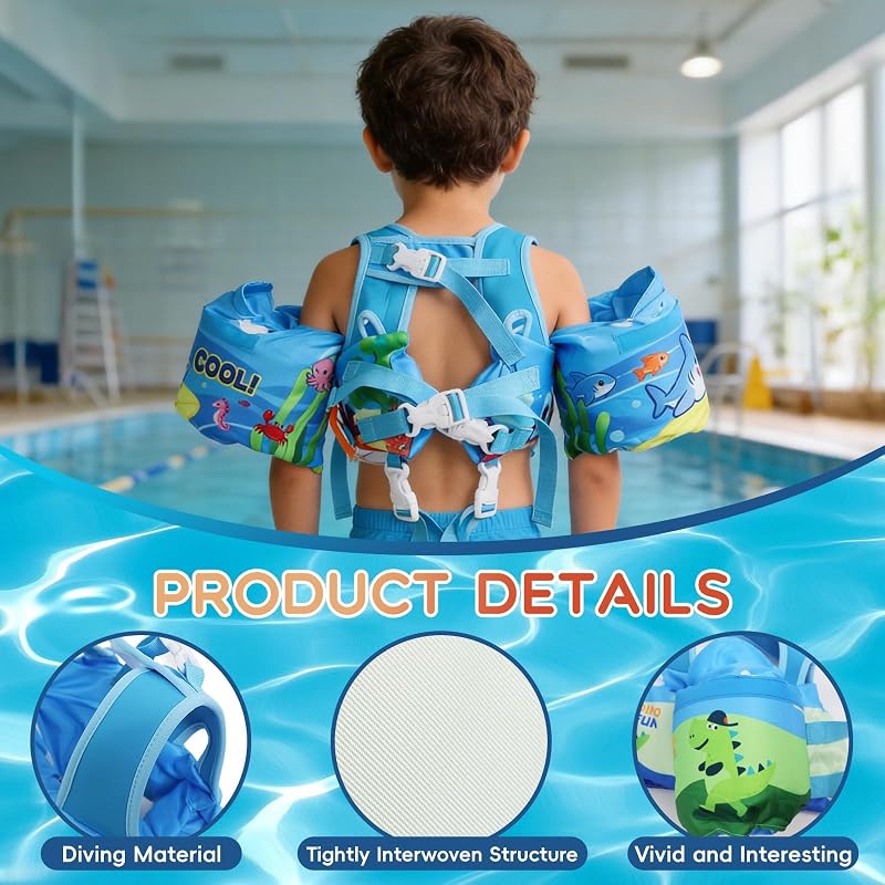 Shark 22-66 lb Toddler Swim Vest with Adjustable Straps & Arm Floaties