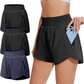 BALENNZ Women's Athletic Workout Shorts - Zipper Pockets & Elastic Waist for Gym & Running