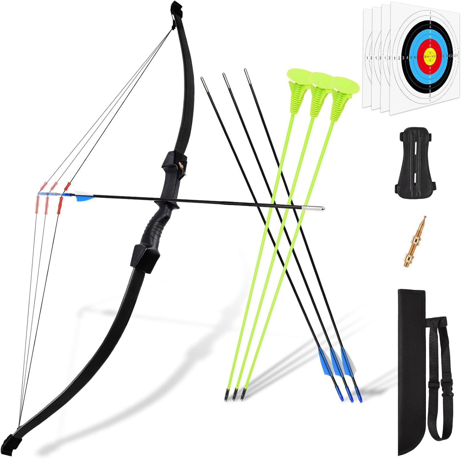 Skiennix Kids Bow and Arrow Set - 45" Longbow Archery Kit for Ages 8-14 | Perfect Gift for Beginner Archers