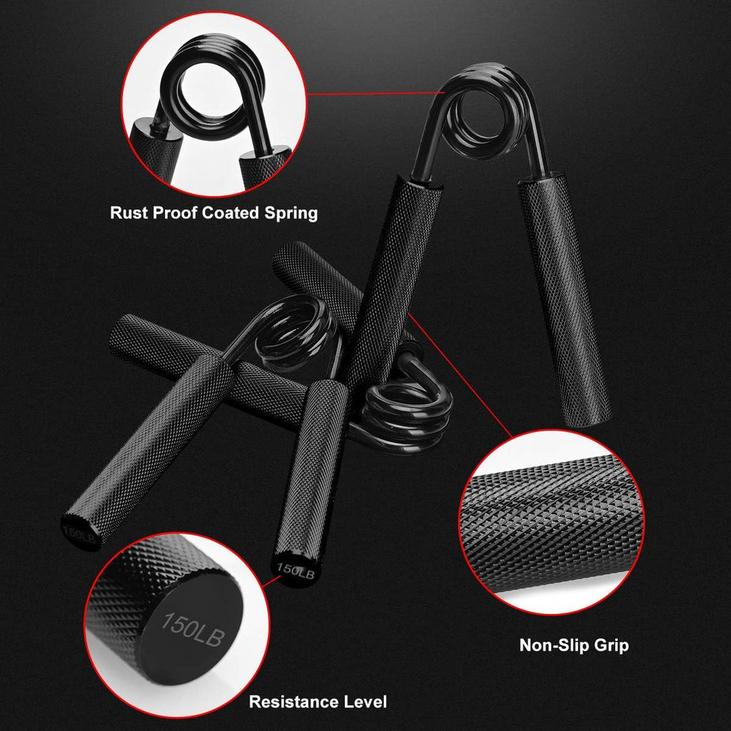 Skiennix Hand Grip Strengthener - 3 Pack (150, 200, 250 lbs) | Forearm & Hand Trainer for Home Gym