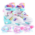 ERNAN Kids Roller Skates,Girls Roller Skates,4 Size Adjustable with Light up Wheels for for Beginner Kids Girls & Boys (Rainbow, M)
