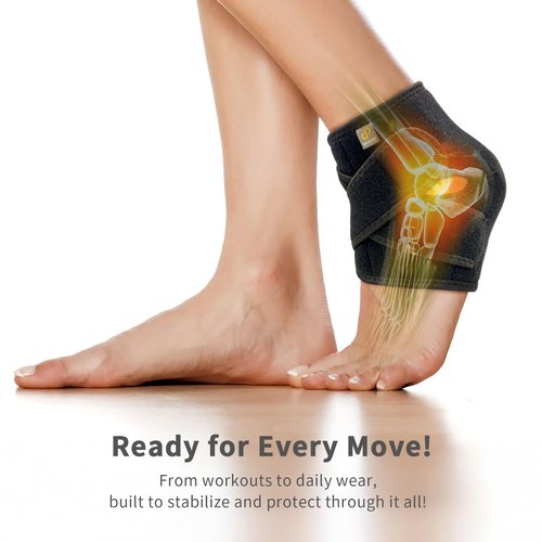 Bracoo Ankle Support Brace For Men & Women, Adjustable Compression Sleeve Strap Wrap, Sprain, Arthritis, Pain Relief, Sports Injuries and Recovery, Breathable Neoprene Brace, FS10
