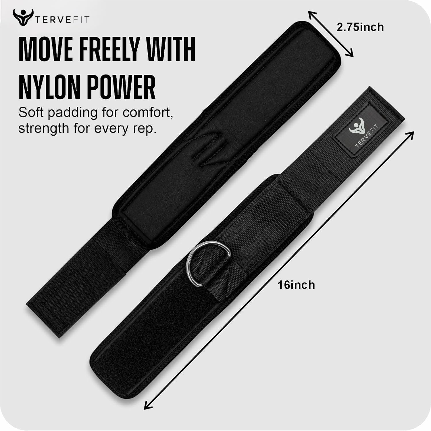 Tervefit Ankle Straps - Neoprene Padded Fitness Cuffs for High Strength Exercises | Black (2 Pack)