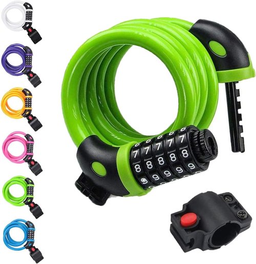 NDakter Bicycle Lock - High Security 5-Digit Resettable Combination Cable | 4/5.6 Feet Length, Heavy Duty Anti-Theft