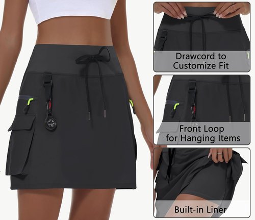 MIVEI Skorts for Women - High Waisted Quick Dry Hiking Cargo Skorts with Zipper Pockets