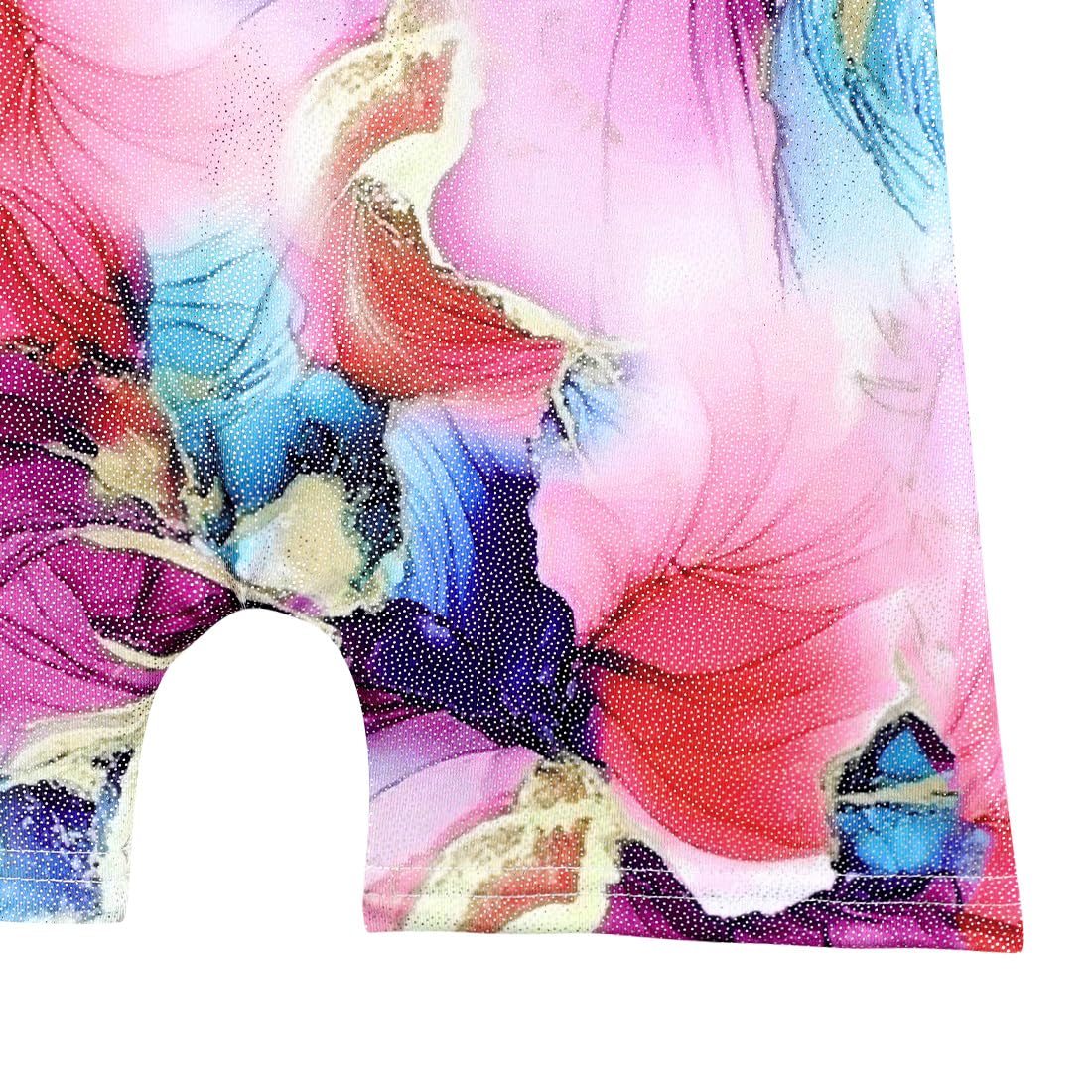 HOZIY Girls Leotards for Gymnastics with Shorts Size 6-7 Years Kids Leo Purple Red Gold Floral Flower Marble Print Biketard Tumbling Outfits Sparkly