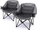 Skiennix Heavy-Duty Camping Chairs - 2 Pack XL Padded Folding Chairs with Cup Holder | Supports 500lbs