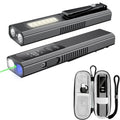 5-in-1 Rechargeable EDC Flat Flashlight, 1000 Lumens Pocket Torch with White LED, Green Beam, UV, Magnetic Base & Clip, Compact Flat Flashlight for Camping, Emergency, Work with Bag LT010 (Black)