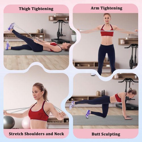 3PCS Figure 8 Resistance Bands for Women Men, Figure 8 Fitness Resistance Band, Resistance Bands with Handles, Exercise Equipment for Yoga, Pilates, Physical Therapy (15 lbs, 25 lbs, 35 lbs)