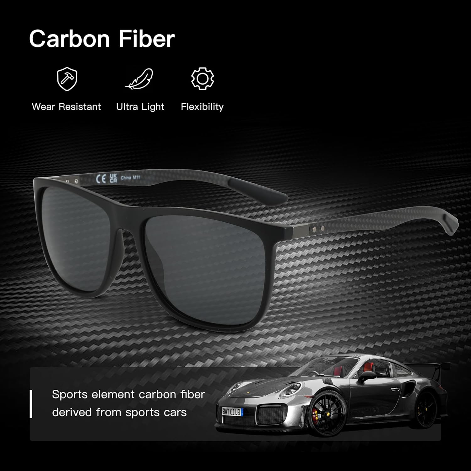 ZENOTTIC Polarized Sunglasses - Ultralight Carbon Fiber Design for Men | UV400 Protection for Sports & Outdoor Activities